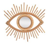 Miroir Mural en Rotin Naturel, Miroir Oeil Tissé 35x33cm, Verre Durable - Décoration Élégante et Gain de Place pour Salle de Bain, Salon et Chambre