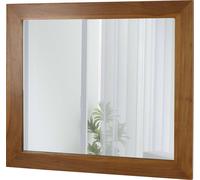 Miroir mural en teck HWC-M75, miroir de salle de bain, cadre en bois, teck de qualité B-Grade (bois de cœur, 20-30 ans), 71x80cm