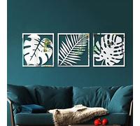 Miroir Mural Feuille d'argent Tropicale Miroir Adhesif Mural Acrylique Stickers Muraux DIY Amovible Decoration Murale Salon Miroir Autocollant 28.3x30cm/3 Pcs