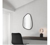 [en.casa] Miroir Mural Design Stylé Asymétrique pour Salle de Bain Entrée Salon Chambre MDF 80 x 58 cm Noir Mat