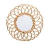 Miroir mural Fleur Doré en Rotin D 50 cm