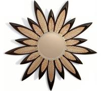 Miroir mural Fleur Rond Luxe Chambre Bois Moderne Noir