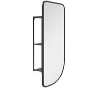 HOMCOM Miroir Mural avec étagères de Rangement pour Salle de Bain, Cadre en métal Noir, dim. 40 x 86 cm