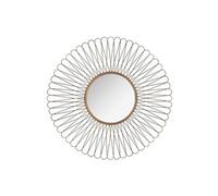 Miroir mural forme soleil en fer et verre coloris marron - Dim : L.76 x l.2 x H.76 cm -PEGANE-