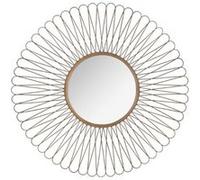 Miroir mural forme soleil en fer et verre coloris marron - Dim : L.76 x l.2 x H.76 cm -PEGANE-