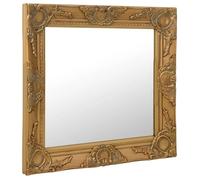 Miroir mural - GAROSA - 60x60 cm - Doré - Bois et verre - Style baroque