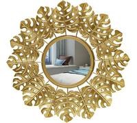 Miroir mural géométrique en métal - Miroir décoratif bohème avec motif feuille pour décoration d'intérieur et accents