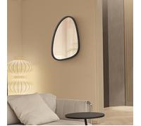 [en.casa] Miroir Mural Design Stylé Asymétrique pour Salle de Bain Entrée Salon Chambre MDF 62 x 50 cm Noir Mat