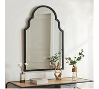 [en.casa] Miroir Mural Design Classique Miroir Arche Style Intemporel Miroir Fenêtre pour Salon Chambre Bureau Salle de Bain MDF 90 x 60 cm Noir