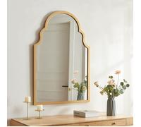 [en.casa] Miroir Mural Design Classique Miroir Arche Style Intemporel Miroir Fenêtre pour Salon Chambre Bureau Salle de Bain MDF 90 x 60 cm Or