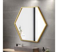 Miroir mural hexagonal ovale avec cadre en métal brossé, décoration pour chambre à coucher et salle de bain