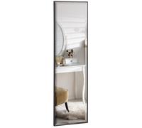 HomCom Miroir mural 120x35 cm – Film sécurité anti-déflagrant, cadre alu noir, attaches incluses