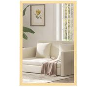 Miroir mural HOMCOM rectangulaire 60 x 40 cm, cadre en bois naturel, idéal pour la salle de bain, salon ou chambre