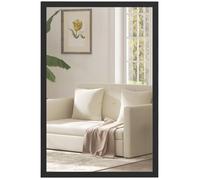 HomCom Miroir mural rectangulaire 60 x 40 cm Cadre bois noir Salle de bain salon chambre