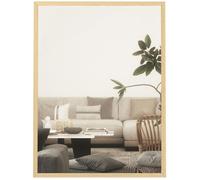 Miroir mural HOMCOM rectangulaire 80 x 60 cm, cadre en bois naturel, idéal pour la salle de bain, salon ou chambre