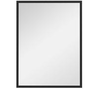 Miroir mural HOMCOM rectangulaire 80 x 60 cm, cadre en bois noir, idéal pour la salle de bain, salon ou chambre