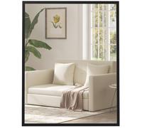 HOMCOM Miroir Mural rectangulaire 70 x 90 cm, Cadre en Bois Noir, idéal pour la Salle de Bain, Salon ou Chambre