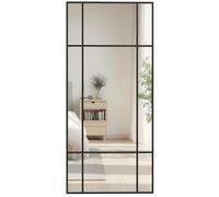 Miroir mural HOMCOM verrière rectangulaire style fenêtre, horizontal ou vertical avec 4 crochets, en métal noir - 110x50 cm