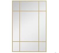 Miroir mural HOMCOM verrière rectangulaire style fenêtre, horizontal ou vertical avec 4 crochets, en métal doré - 90x60 cm