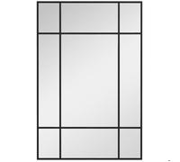 Miroir mural HOMCOM verrière rectangulaire style fenêtre, horizontal ou vertical avec 4 crochets, en métal noir - 90x60 cm
