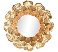 Miroir mural - HOME ESPRIT - Feuille de Plante - Métal doré - 76,5 x 76,5 cm - Design contemporain