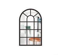 Miroir mural, imitation fenêtre tridimensionnelle en bois acrylique miroir, autocollant décoratif MZ420-427 3D imitation fenêtre arche bois (noir)