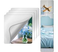 Miroir mural incassable pleine longueur pour chambre à coucher, miroir de gym en plexiglas incassable pour la maison, extra épais : 2,6 mm, 25 x 25 cm x 4 pièces, miroir d'entraînement sûr pour les
