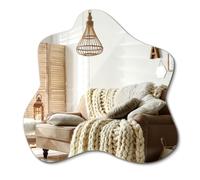 Miroir Mural Irrégulier 58x57,5 cm sans Cadre Forme Ondulée pour Salle de Bain, Salon, Chambre à Coucher, Couloir, Entrée Minimaliste Design Moderne Décoration de la Maison Asymétrique