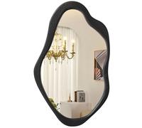 Miroir mural irrégulier - Petit miroir mural asymétrique pour miroirs - Décoration murale moderne et unique - Organique - Pour salon, salle de bain, chambre à coucher, entrée - Noir