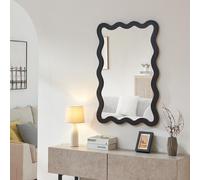 Miroir mural 'Koster' cadre en forme de vague 90 x 60 cm noir