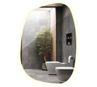 Miroir mural LED asymétrique DecorTapis, design moderne avec éclairage neutre pour salle de bain - 49x34 cm