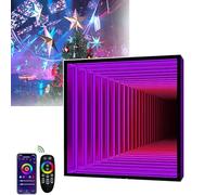 Miroir mural LED Infinity - Télécommande - Éclairage décoratif multicolore à changement de couleur pour mur, avant-toit et extérieur de villa