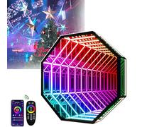 Miroir mural LED Infinity - Télécommande - Éclairage décoratif multicolore à changement de couleur pour mur, avant-toit et extérieur de villa
