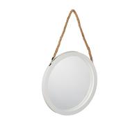 Relaxdays Miroir mural avec corde Ø35 cm à suspendre - Blanc - Nature