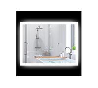 kleankin Miroir Mural Lumineux LED de Salle de Bain - 70L x 50l cm - avec 3 Couleurs, luminosité réglable Interrupteur Tactile système antibuée Transparent