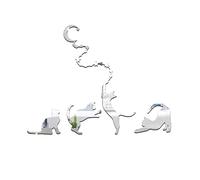 Miroir Mural Lune De Chat d'argent Miroir Adhesif Mural Acrylique Stickers Muraux DIY Amovible Decoration Murale Salon Miroir Autocollant 1 Set