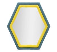 MIROIR MURAL EN VELOURS BLEU/JAUNE TONY