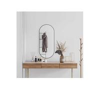 vidaXL Miroir Mural Miroir de Maquillage Coiffeuse Cosmétique Décoration de Salle de Bain Toilette Salon Intérieur Noir 100x45 cm Ovale