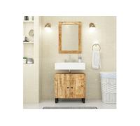 Miroir Mural, Miroir de Maquillage Suspendu, Miroir de Courtoisie, Décoration Chambre à Coucher Salon Salle de Bain, 70x50 cm Bois de Manguier Massif
