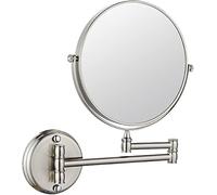 Miroir Mural, Miroir Vity Double Face Pivotant à 360 Degrés avec Grossissement, Miroir De Rasage Rond Extensible pour Salle De Bain, Brushed Nickel, 3X