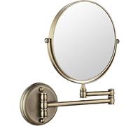 Miroir Mural, Miroir Vity Double Face Pivotant à 360 Degrés avec Grossissement, Miroir De Rasage Rond Extensible pour Salle De Bain, Bronze, 10X