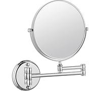 Miroir Mural, Miroir Vity Double Face Pivotant à 360 Degrés avec Grossissement, Miroir De Rasage Rond Extensible pour Salle De Bain, Chrome, 5X