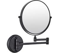 Miroir Mural, Miroir Vity Double Face Pivotant à 360 Degrés avec Grossissement, Miroir De Rasage Rond Extensible pour Salle De Bain, Black, 7X