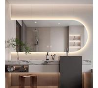 Miroir mural moderne à LED avec interrupteur tactile, 3 réglages de couleur, fonction anti-buée, design découpé à gauche, 71,1 x 129,5 cm - Miroir de salle de bain élégant