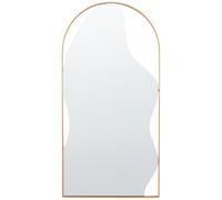 Miroir Mural Moderne et Minimaliste en Métal Doré 41 x 81 cm Forme en Arc Verre