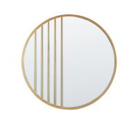 Miroir Mural Moderne MDF 80 cm Forme Ronde avec Crochets Doré Coust