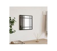 vidaXL Miroir mural carré 30x30 cm en fer noir – Film anti-éclatement au dos, suspendu