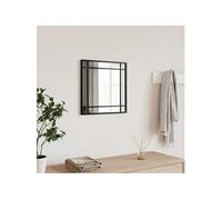 vidaXL Miroir Mural, Décoration de Chambre avec Film Anti Éclatement au Dos, Miroir Suspendu Couloir Salle de Bain, Noir Carré Fer