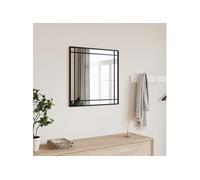 vidaXL Miroir Mural, Décoration de Chambre avec Film Anti Éclatement au Dos, Miroir Suspendu Couloir Salle de Bain, Noir Carré Fer