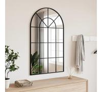 Miroir mural, noir, 60 x 100 cm, bombé avec cadre en fer revêtu par pulvérisation, miroir clair pour chambre à coucher, couloir, salle de bain, salon, montage mural, décoration pour vue sur tout le